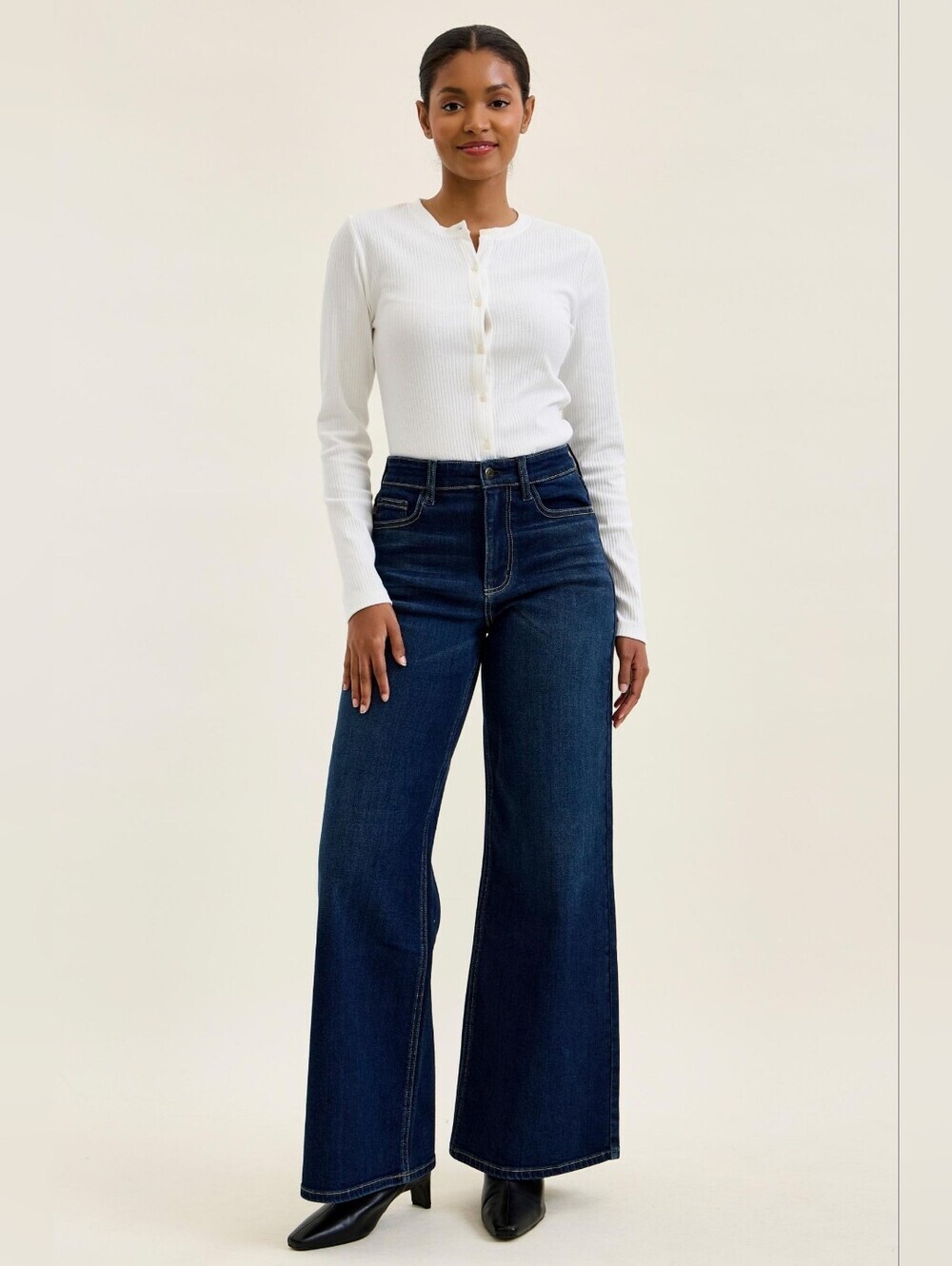 Judy Blue HR LUX Dark Wash Wide Leg Denim Jeans Stretch Classic Various NEW